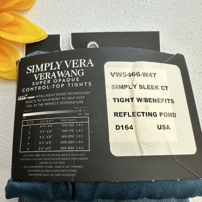 Simply Vera Vera Wang Womens Size 2 Blue Super Opaque Control Top Tights