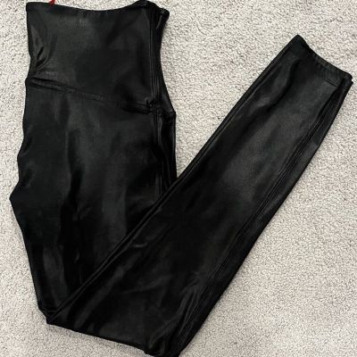 Spanx Women’s Black Nylon Blend Leather Look Leggings Size XL