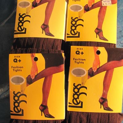 Wholesale Lot of 4 pairs L'eggs Fashion Tights Herringbone size Q+ Brown#937015