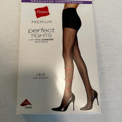 Hanes Women's Tights High Waisted Control Top Wide Waistband Black Size L