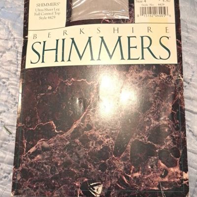Berkshire Shimmers Ultra Sheer Full Control Top Pantyhose Style 4429-Silver Sz 4