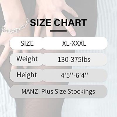 MANZI Plus Size Thigh High Stockings Womens Fishnet Tights Pattern B