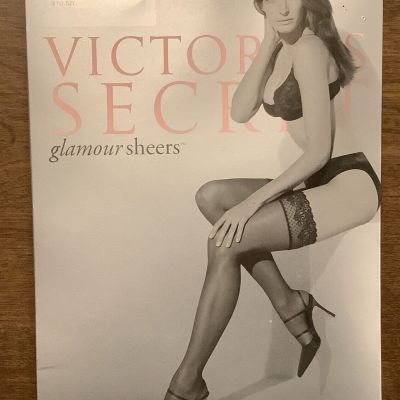 Victoria's Secret Glamour Sheers Lace Top Thigh Highs Stocking Black Small NIP