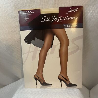 Hanes Silk Reflections Silky Sheer Control Top 717 Sz EF Sheer Toe Barely There