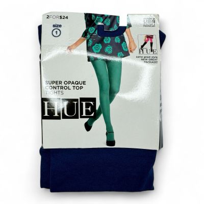 Hue Super Opaque Control Top Tights Skyfall Blue Size 1 New 1 Pair Pack