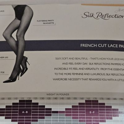 Hanes~Silk Reflections~ Pantyhose~ French Cut Lace Panty~Barely There ~ Size EF