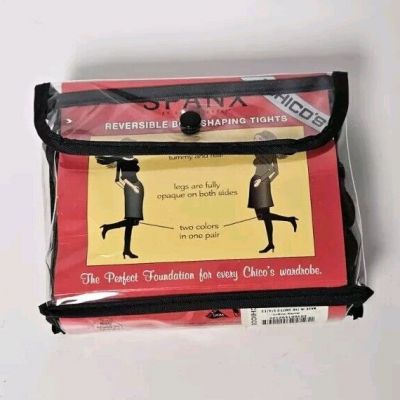 Chicos Spanx Reversible Shaping Tights 1 Pr 2 Colors Black/Brown Opaque Sz 1 NIP