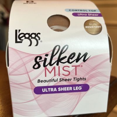 L'eggs Silken Mist Nude size B Beautiful Ultra Sheer Tights Control Top