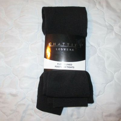Chatties Legwear Fleece Lined Footless Tights Black Size M/L