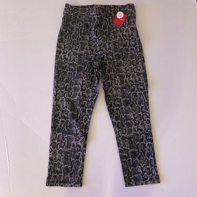 Spanx Cropped Leggings M New Jean Style Black Tan Animal Print Snakeskin Pockets