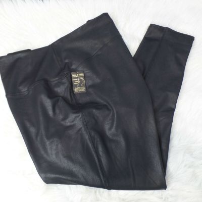DG2 by Diane Gilman Slim & Sleek Coated Knit Leggings Black Size 3X