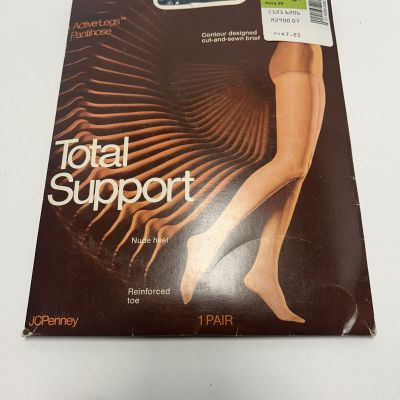 VTG JCPenney Active Legs Pantyhose Total Support Average Navy