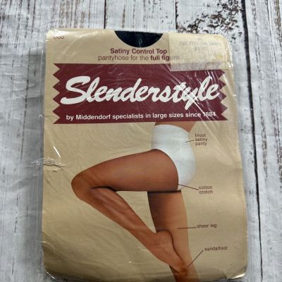 VNTGE SLENDERSTYLE MIDDENDORF CONTROL TOP PANTYHOSE PLUS FULL FIGURE FIT 3X 4X
