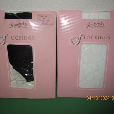 New Fredericks of Hollywood Rose Lace Stockings Black/White (One Size)