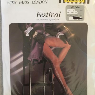 WOLFORD FESTIVAL TIGHTS/PANTYHOSE BLACK AND GOLD  SIZE MEDIUM