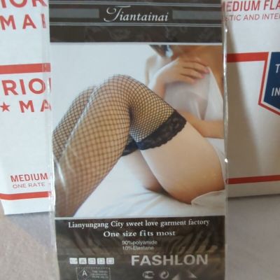 White Fishnet Pink Fishnet Thigh-High Tights Stockings Hosiery Pantyhose (L10)