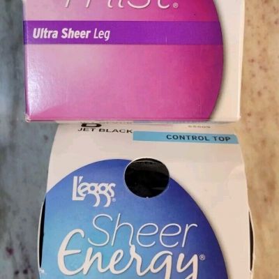 L'eggs Sheer Energy Control Top Med Support Pantyhose Tights, Size B Two Pairs