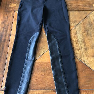 J Crew Women’s Black Pants with Genuine leather: Equestrian Style, Sz 4