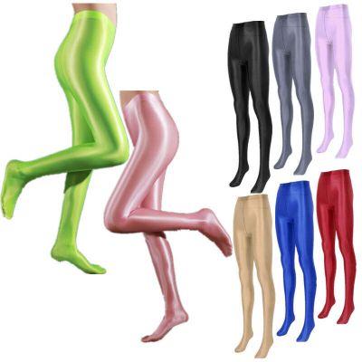 Women's Glossy Leggings Shiny Stretch Pants Yoga Leggings Fitness Workout Pants