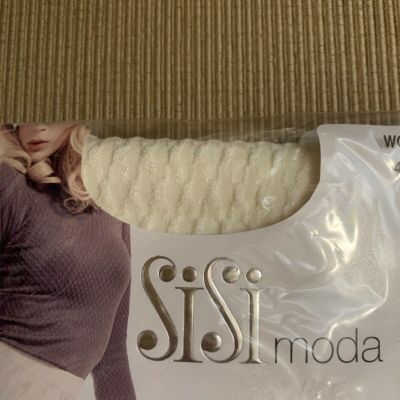 SISI MODA Ivory Wool Lovely Fashion Opaque Tights Size 4L Made In Italy