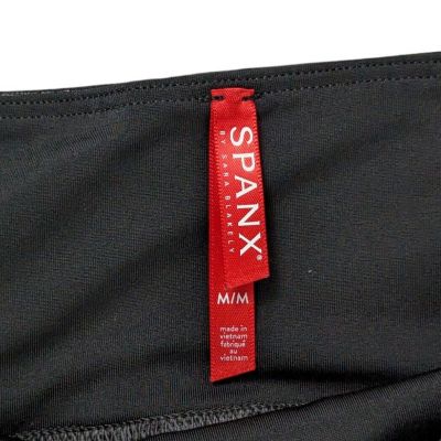 SPANX Black Faux Leather Leggings Women’s M Medium Black Shapewear Shiny Stretch