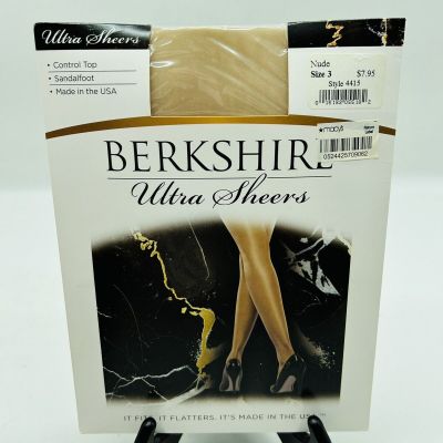 Berkshire Ultra Sheers Control Top Sandalfoot Pantyhose 4415 Nude Size 3 USA
