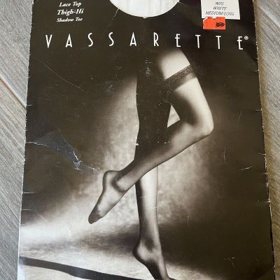 Vintage Vassarette White Sheer Thigh High Stockings Medium / Long Lace Top