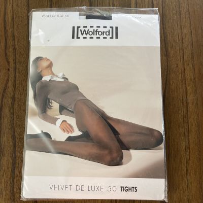 Wolford 10687 Women's Velvet de Luxe 50 Tights Size Medium Black