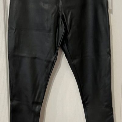 NWT Women's NORDSTROM Black Faux Leather Pull On Leggings Pants M