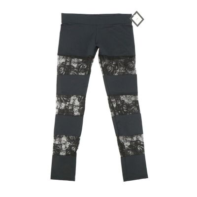 NWT LNA Black Sheer Floral Lace Panel Leggings L