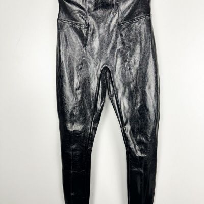 SPANX 20301Q Faux Patent Leather LEGGINGS Black Size Small Petite
