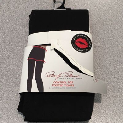Marilyn Monroe  (1 Pair) Black Footless Control Top Tights Size L/XL NEW