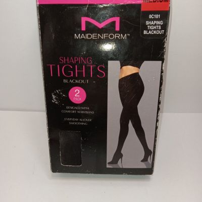 Maidenform Women's Shaping Tights Black Allover Smoothing 2-Pack Medium