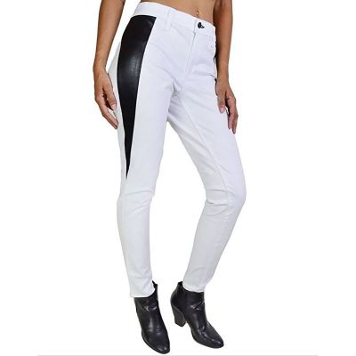 Rag & Bone Women Leggings Cotton Bright White Pop Leather Insets Skinny Fit New