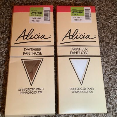 Lot of 2 - Alicia daysheer pantihose, colors white & little beige, size: average