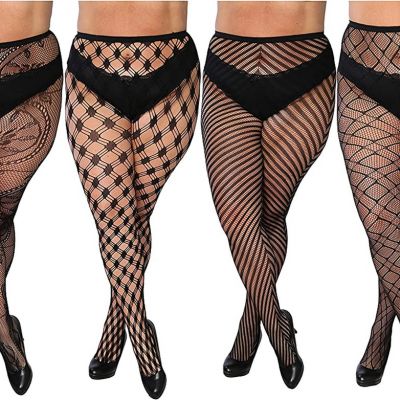 Fishnet Women'S Lace Stockings Tights Sexy Pantyhose Regular & plus Sizes (Pack