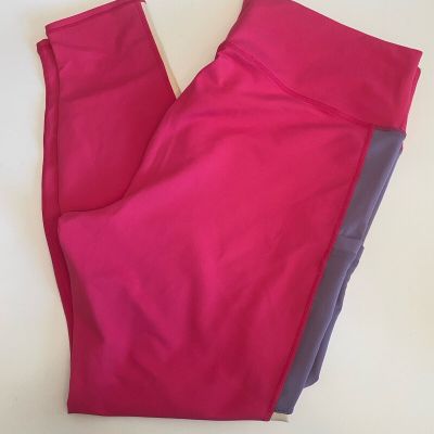 Fabletics Mila Power Hold High Waist Color-block Pink Purple Leggings Sz 2X NEW