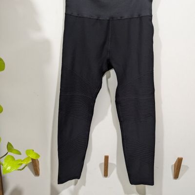 Athleta Aurora Rib 7/8 Black Yoga Workout Moto  SZ Large Leggings