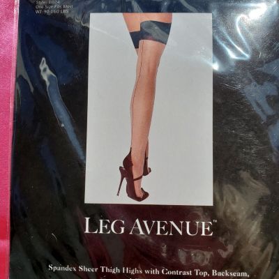 Leg Avenue Back Seam Thigh Hi Garter Stockings Black Plus Size Nylons