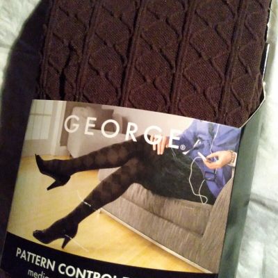 George Controll Top Tights, brown patterned,  size 2