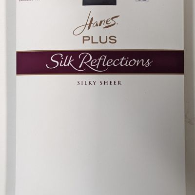 Hanes Silk Reflections Silky Sheer Enhanced Pantyhose Petite Plus Jet Black NIP