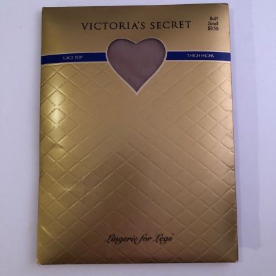 VTG Victoria’s Secret Thigh High Lace Top Stockings Lingerie for Legs Nude Small