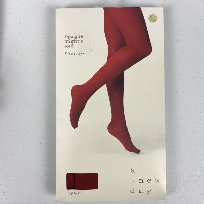 Women's Opaque Tights 50 denier - A New Day Red Size (M/L)