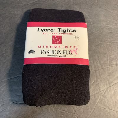 NEW  Fashion Bug Microfiber Black LYCRA TIGHTS  All Over Control  Size C/D