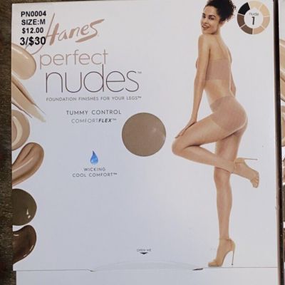 Hanes Perfect Nudes Tummy Control Pantyhose Nude Shade 1 Size M Medium