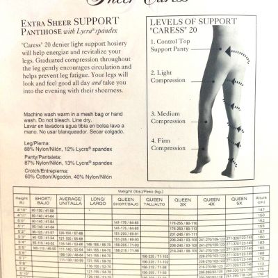 Sheer Caress pantyhose Extra Sheer SUPPORT, AVERAGE (5'2