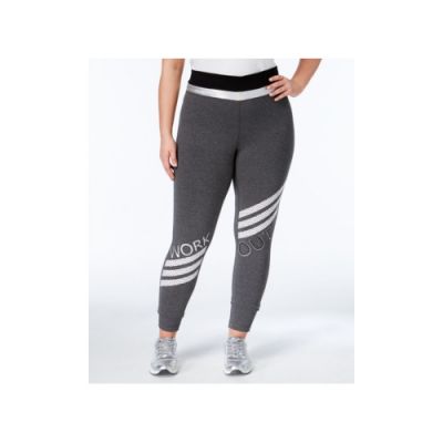 Material Girl Womens Plus Size Active Striped Leggings-2X