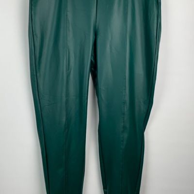 Fashion Nova Leggings Green Faux Leather Pull On Stretch Size 2X