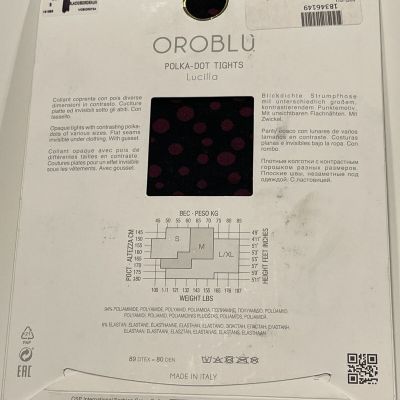 NEW  Oroblu Opaque Polka Dot Tights 50 Lucilla Black Size S