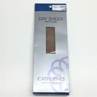 Catherines Pantyhose Day Sheer Hosiery Ribbed Panty Taupe Plus Size F